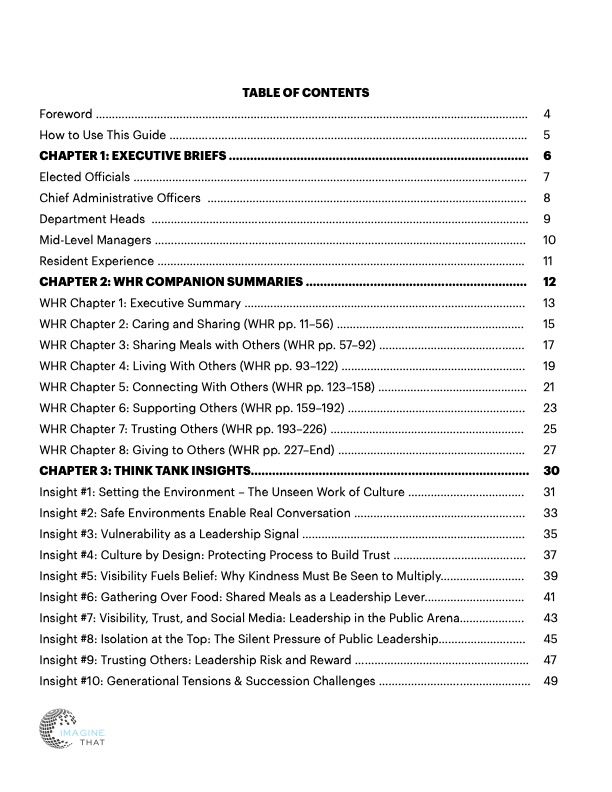 Table of Contents – Chapters 1 to 3 from the Local Government Companion Guide to the 2025 World Happiness Report