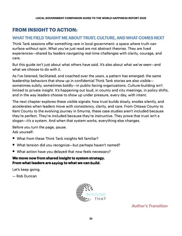 This is a guide for the brave – closing page from the Local Government Companion Guide to the 2025 World Happiness Report